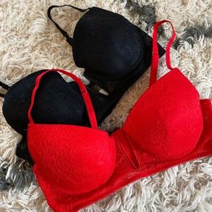 Sophie B / Red and Black Lace Push-Up Bra Bundle 2 Pack size 36B